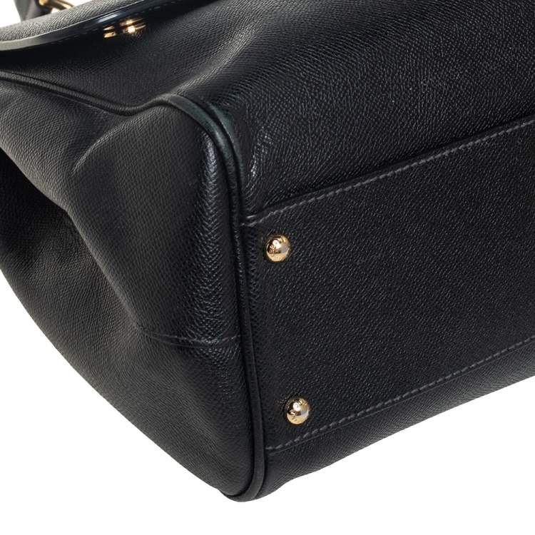 Pre Owned Dolce & Gabbana Black Leather Large Miss Sicily Top Handle Bag
