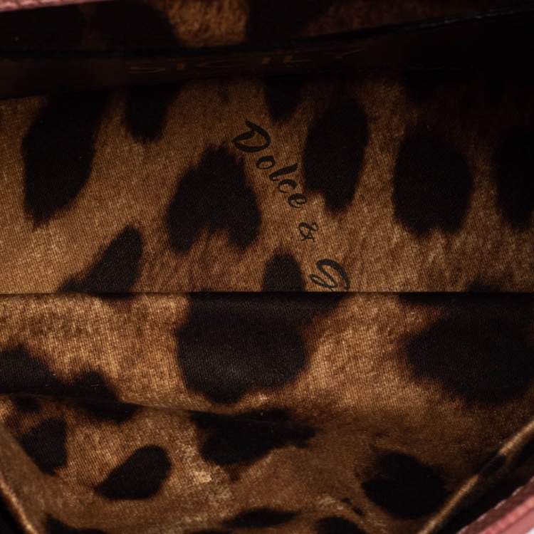 Pre Owned Dolce & Gabbana Pink Lizard Embossed Leather Small Miss Sicily Top Handle Bag