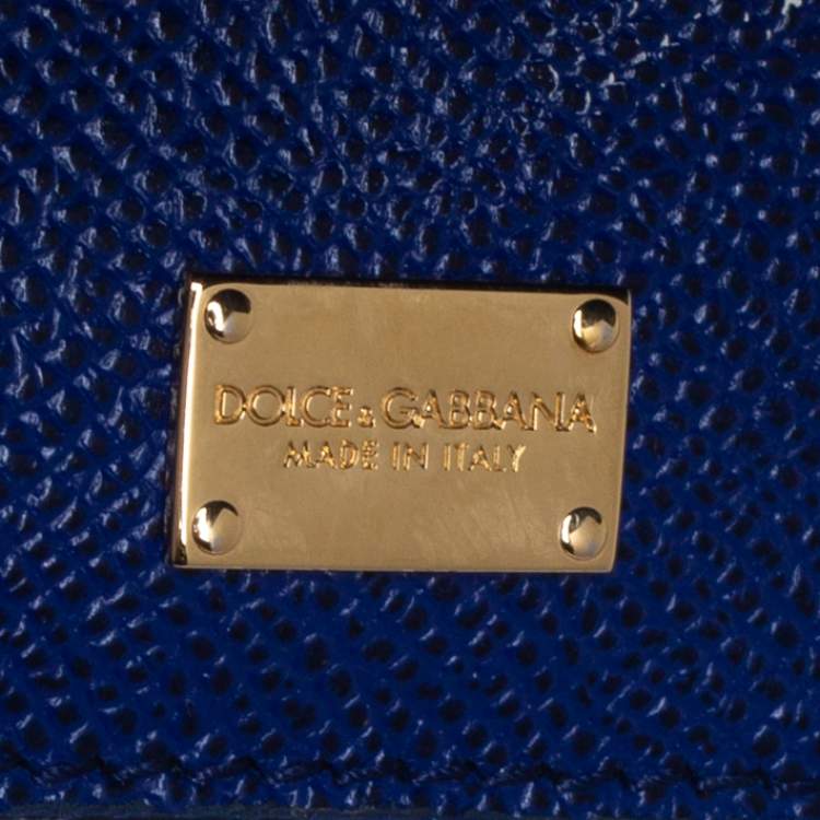 Pre Owned Dolce & Gabbana Blue Leather Large Miss Sicily Top Handle Bag