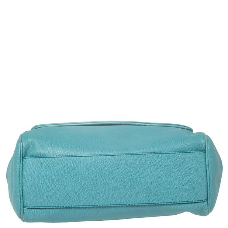Pre Owned Dolce & Gabbana Blue Leather Large Miss Sicily Top Handle Bag