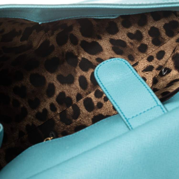 Pre Owned Dolce & Gabbana Blue Leather Large Miss Sicily Top Handle Bag