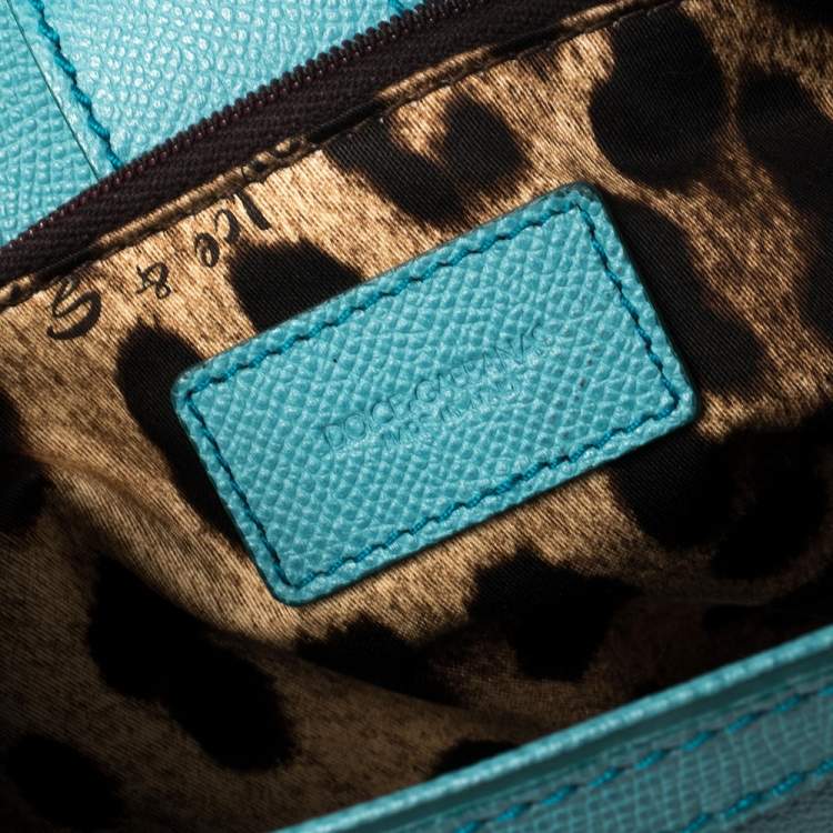 Pre Owned Dolce & Gabbana Blue Leather Large Miss Sicily Top Handle Bag