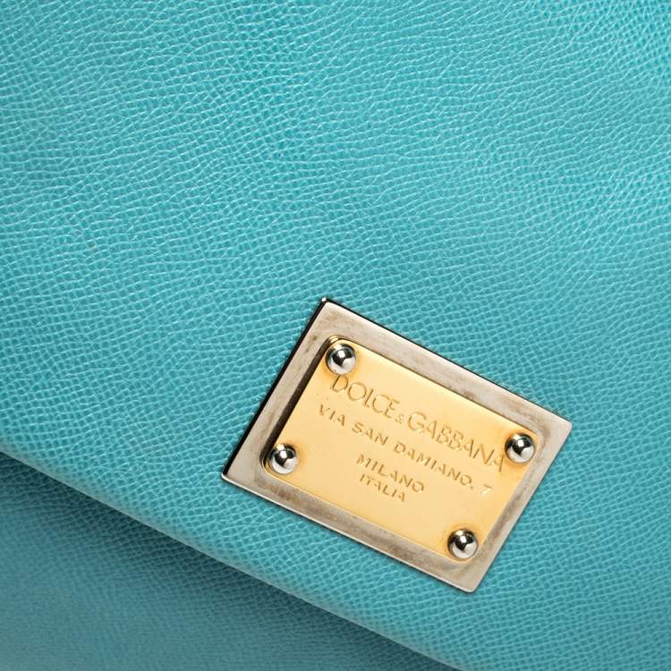 Pre Owned Dolce & Gabbana Blue Leather Large Miss Sicily Top Handle Bag