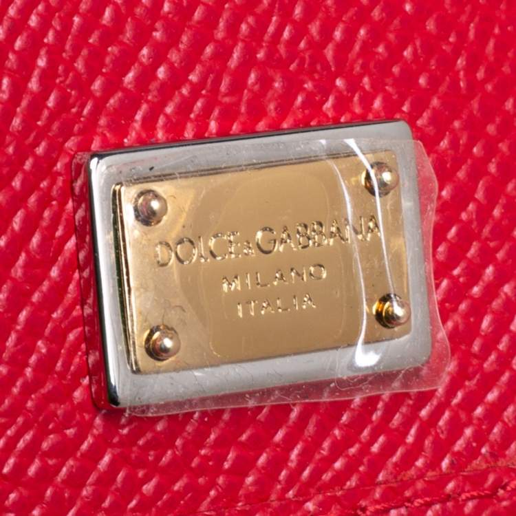 Pre Owned Dolce & Gabbana Red/Pink Leather Zip Card Holder