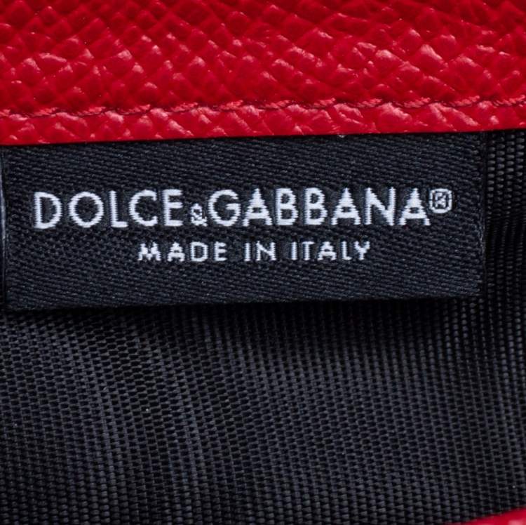Pre Owned Dolce & Gabbana Red/Pink Leather Zip Card Holder