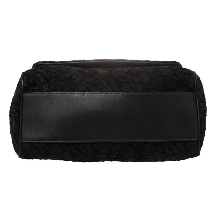 Pre Owned Dolce & Gabbana Black Lace Large Miss Sicily Top Handle Bag