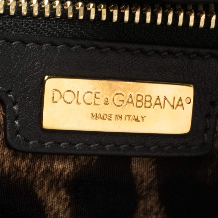 Pre Owned Dolce & Gabbana Black Lace Large Miss Sicily Top Handle Bag