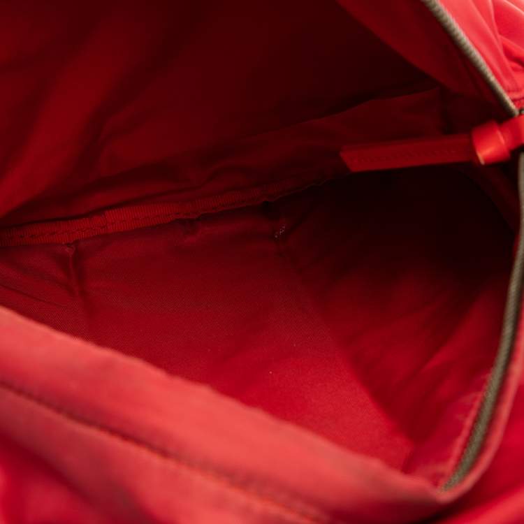 Pre Owned Dolce & Gabbana Red Nylon Logo Plaque Small Backpack