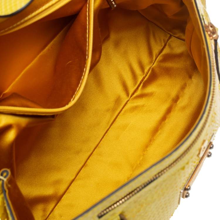 Pre Owned Dolce & Gabbana Yellow Python Medium Heritage Miss Sicily Top Handle Bag
