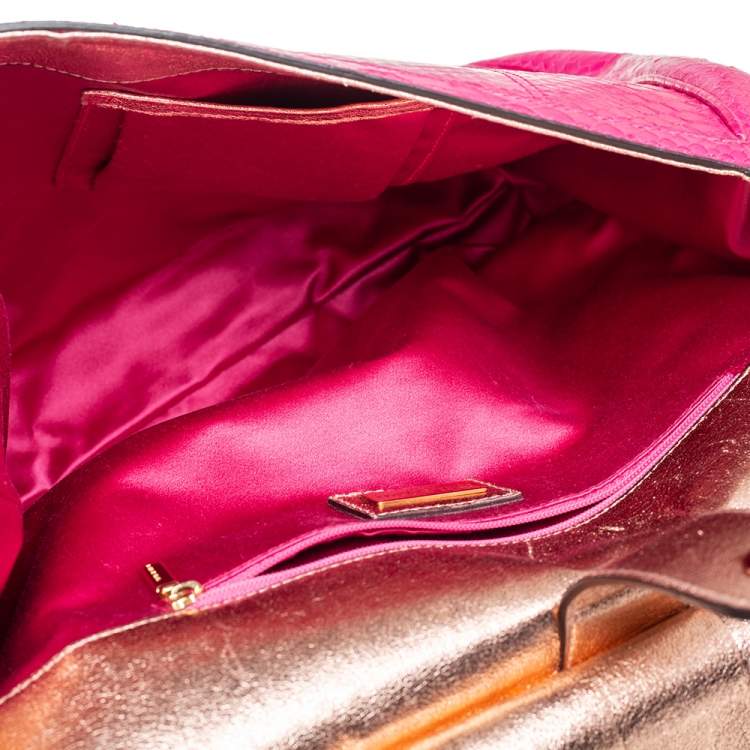 Pre Owned Dolce & Gabbana Pink Python Large Miss Sicily Top Handle Bag