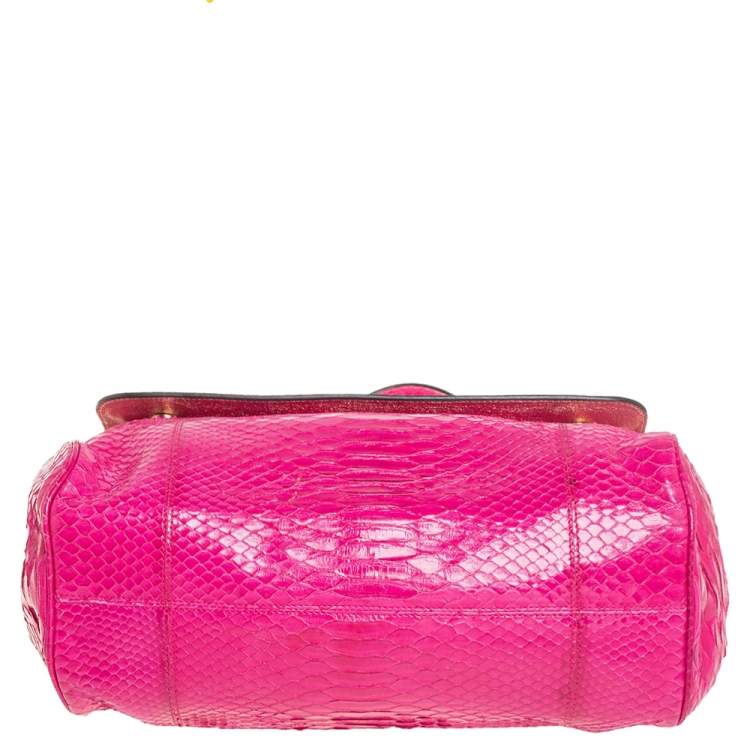 Pre Owned Dolce & Gabbana Pink Python Large Miss Sicily Top Handle Bag