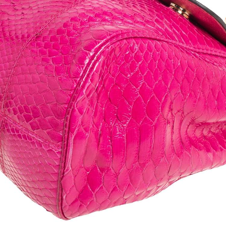 Pre Owned Dolce & Gabbana Pink Python Large Miss Sicily Top Handle Bag