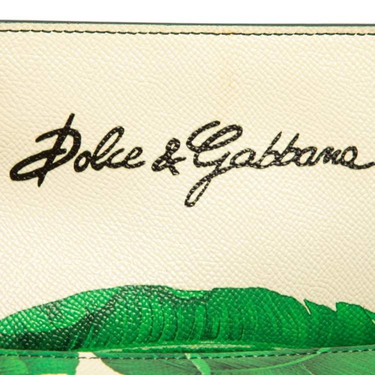Pre Owned Dolce & Gabbana Banana Leaf Print Leather Small Miss Sicily Top Handle Bag