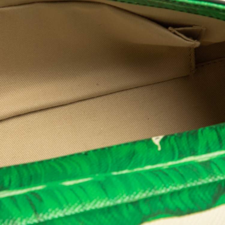 Pre Owned Dolce & Gabbana Banana Leaf Print Leather Small Miss Sicily Top Handle Bag
