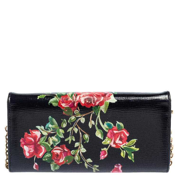 Pre Owned Dolce & Gabbana Multicolor Floral Print Leather Lucia Wallet on Chain