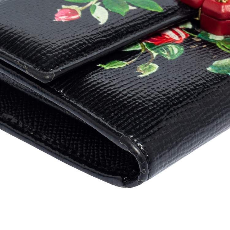 Pre Owned Dolce & Gabbana Multicolor Floral Print Leather Lucia Wallet on Chain