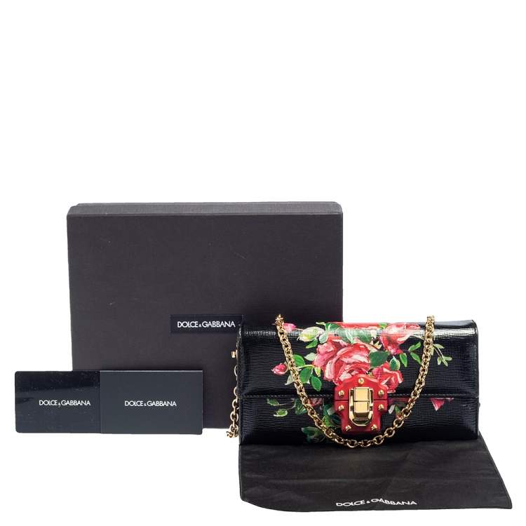 Pre Owned Dolce & Gabbana Multicolor Floral Print Leather Lucia Wallet on Chain