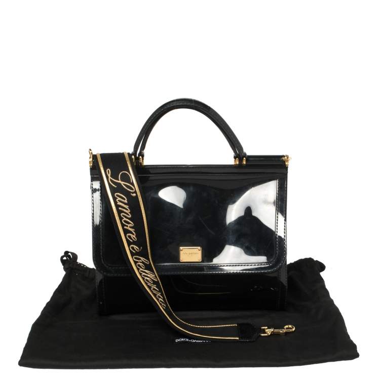 Pre Owned Dolce & Gabbana Black Rubber Small L'amore È Bellezza Miss Sicily Top Handle Bag