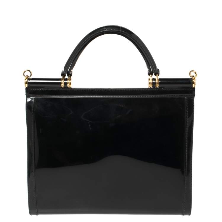 Pre Owned Dolce & Gabbana Black Rubber Small L'amore È Bellezza Miss Sicily Top Handle Bag