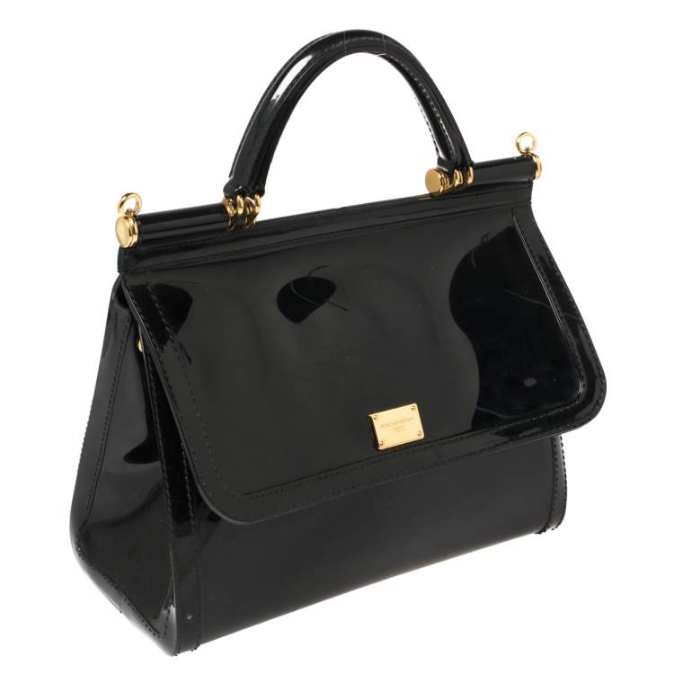 Pre Owned Dolce & Gabbana Black Rubber Small L'amore È Bellezza Miss Sicily Top Handle Bag