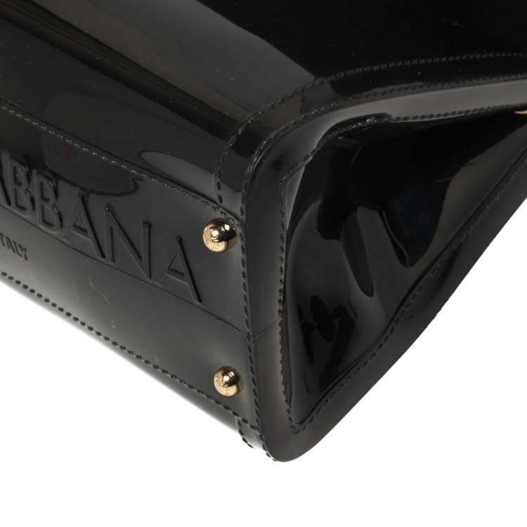Pre Owned Dolce & Gabbana Black Rubber Small L'amore È Bellezza Miss Sicily Top Handle Bag