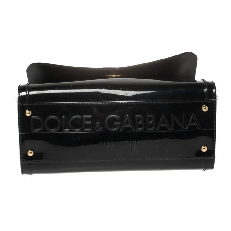 Pre Owned Dolce & Gabbana Black Rubber Small L'amore È Bellezza Miss Sicily Top Handle Bag