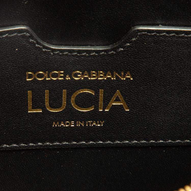 Pre Owned Dolce & Gabbana Black Leather Lucia Embellished Shoulder Bag    