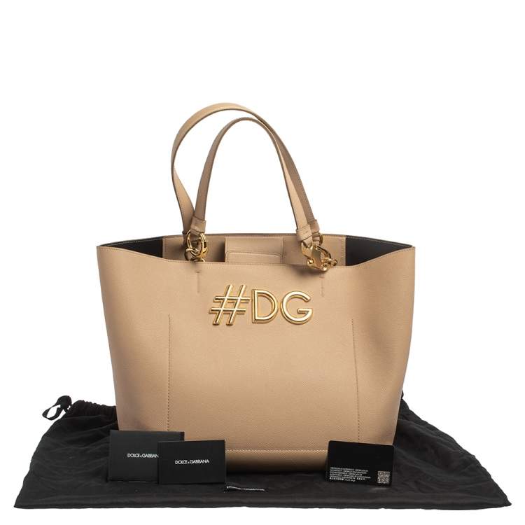 Pre Owned Dolce & Gabbana Beige Leather Beatrice Tote