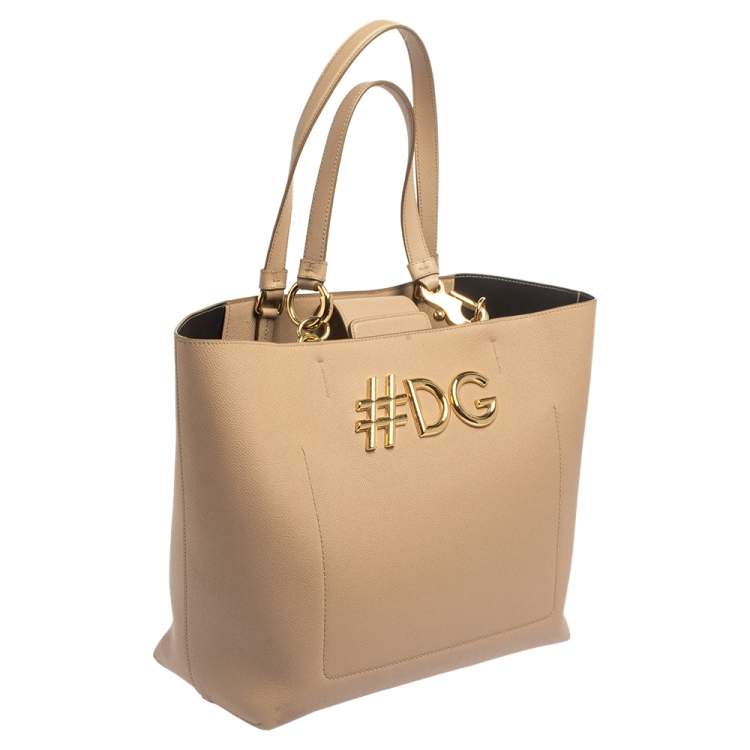 Pre Owned Dolce & Gabbana Beige Leather Beatrice Tote