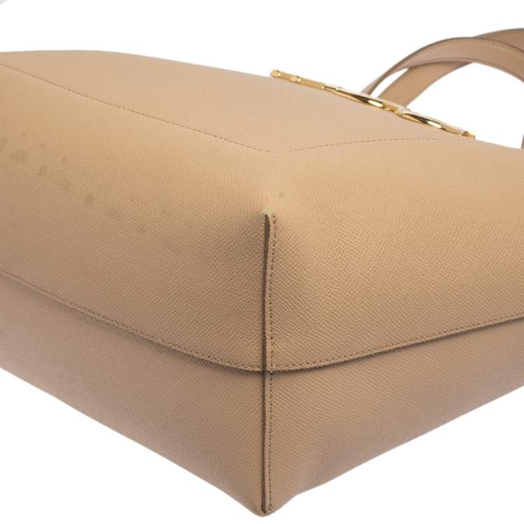 Pre Owned Dolce & Gabbana Beige Leather Beatrice Tote