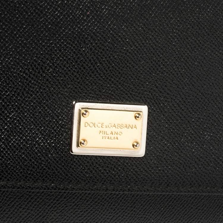 Pre Owned Dolce & Gabbana Black Leather Large Miss Sicily Top Handle Bag