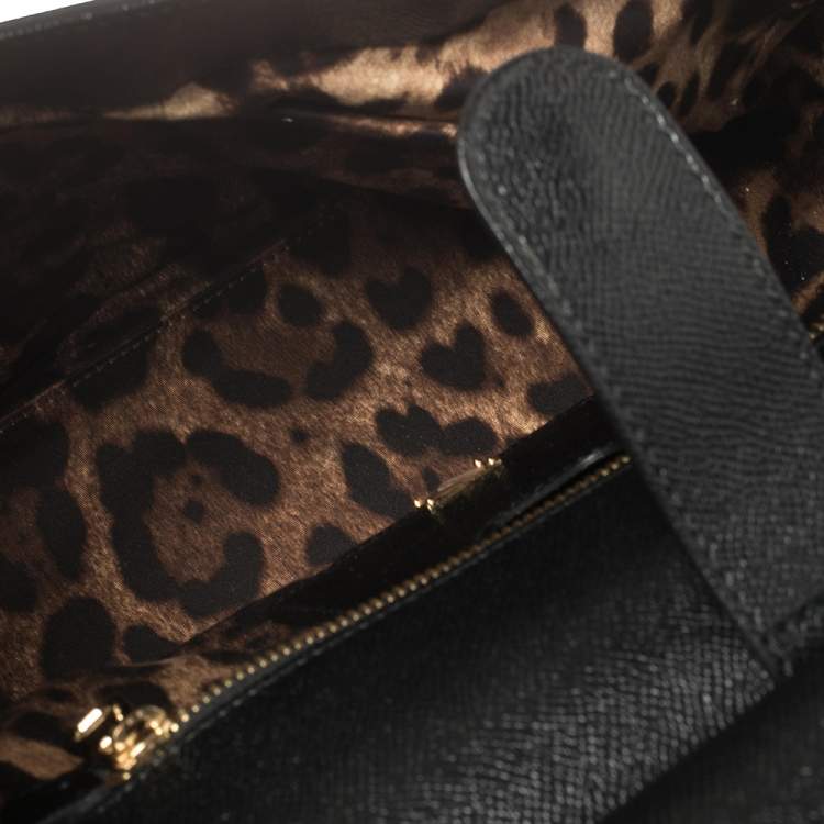 Pre Owned Dolce & Gabbana Black Leather Large Miss Sicily Top Handle Bag