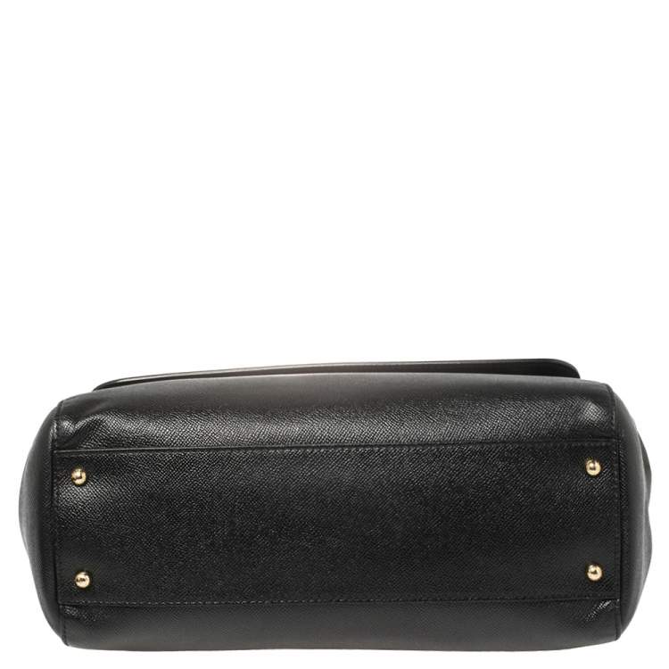 Pre Owned Dolce & Gabbana Black Leather Large Miss Sicily Top Handle Bag