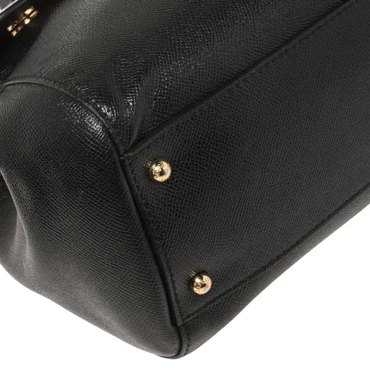 Pre Owned Dolce & Gabbana Black Leather Large Miss Sicily Top Handle Bag