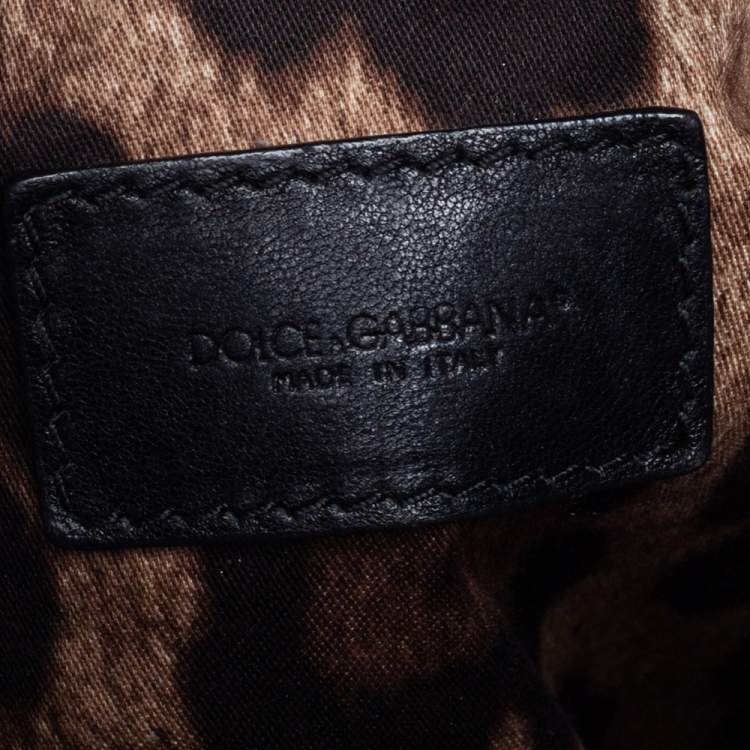 Pre Owned Dolce & Gabbana Black Leather and Sequins iPad Crossbody Bag