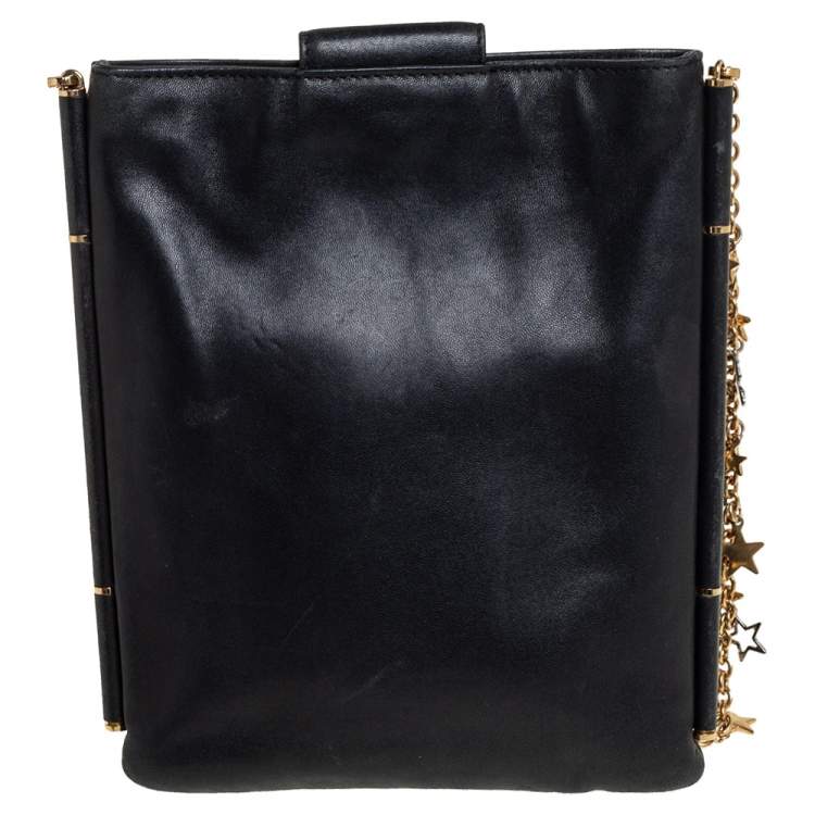 Pre Owned Dolce & Gabbana Black Leather and Sequins iPad Crossbody Bag