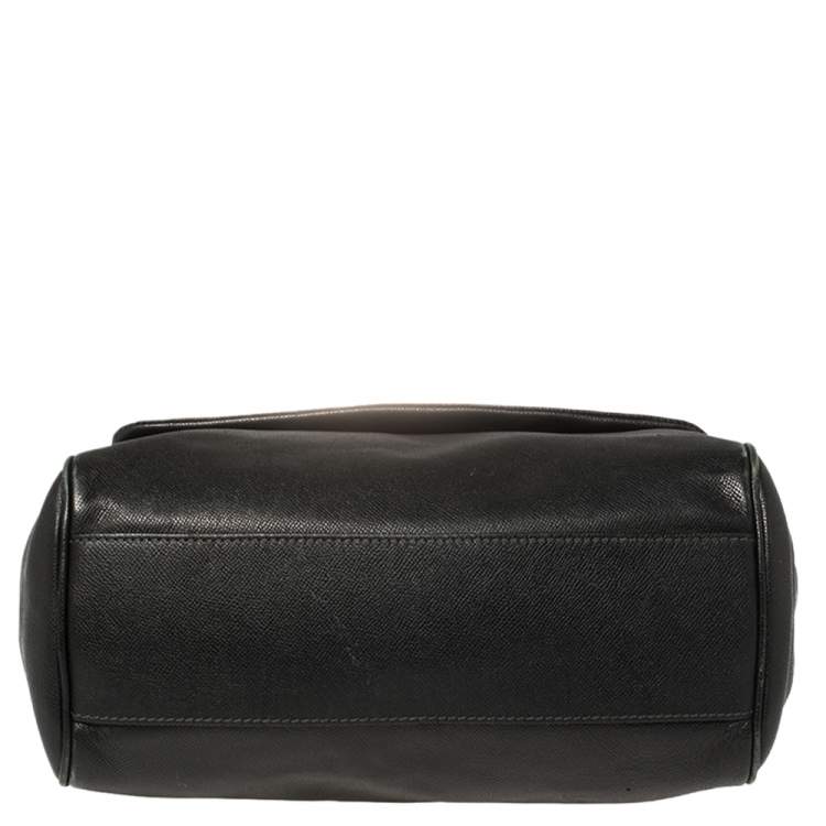 مملوكة مسبقًا Dolce & Gabbana Black Leather Large Miss Sicily Top Handle Bag