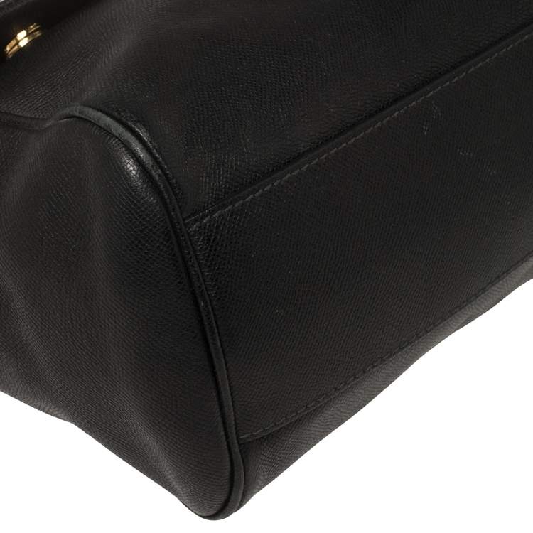 مملوكة مسبقًا Dolce & Gabbana Black Leather Large Miss Sicily Top Handle Bag