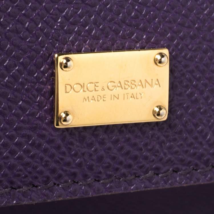 Pre Owned Dolce & Gabbana Purple Leather Medium Miss Sicily Top Handle Bag