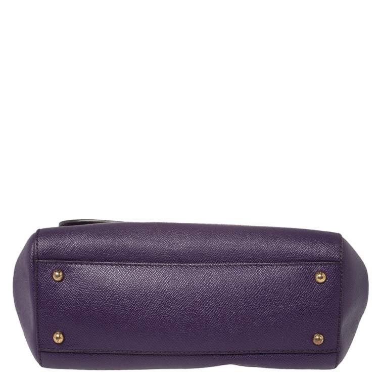 Pre Owned Dolce & Gabbana Purple Leather Medium Miss Sicily Top Handle Bag