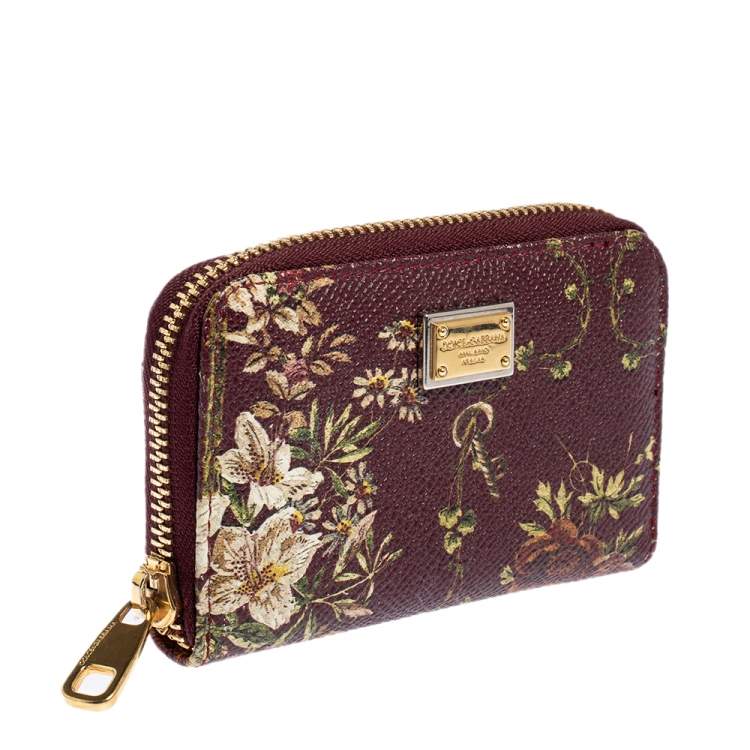 Pre Owned Dolce & Gabanna Multicolor Floral Leather Coin Purse