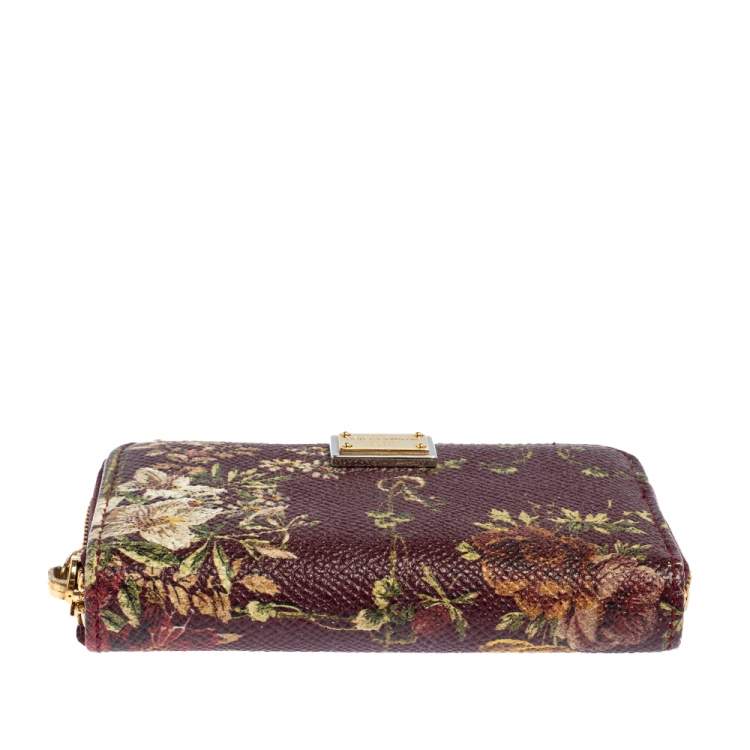 Pre Owned Dolce & Gabanna Multicolor Floral Leather Coin Purse