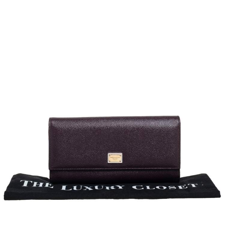Pre Owned Dolce & Gabbana Burgundy Leather Dauphine Continental Wallet