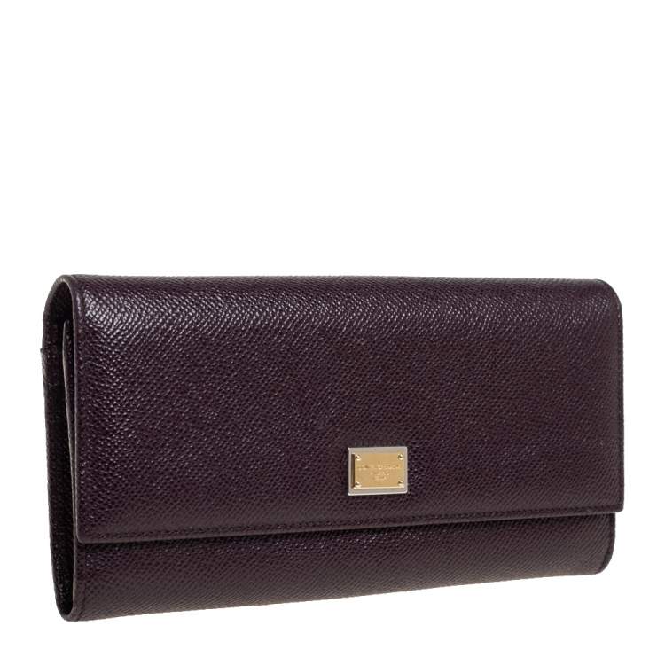 Pre Owned Dolce & Gabbana Burgundy Leather Dauphine Continental Wallet