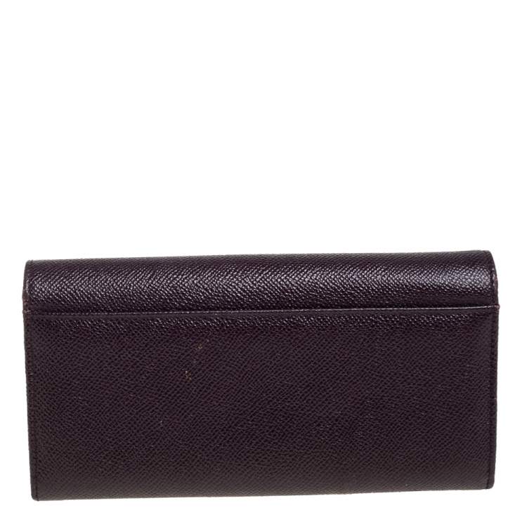 Pre Owned Dolce & Gabbana Burgundy Leather Dauphine Continental Wallet