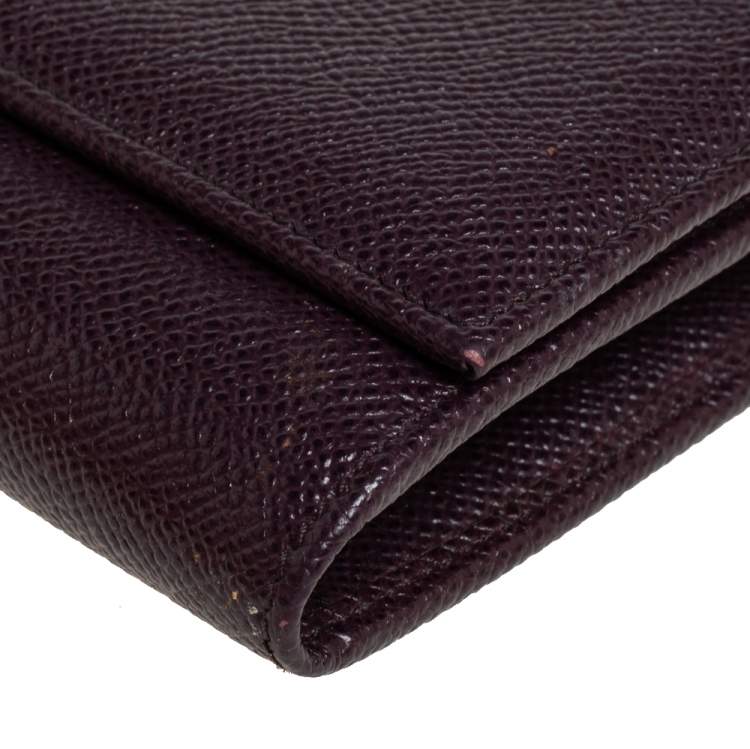 Pre Owned Dolce & Gabbana Burgundy Leather Dauphine Continental Wallet