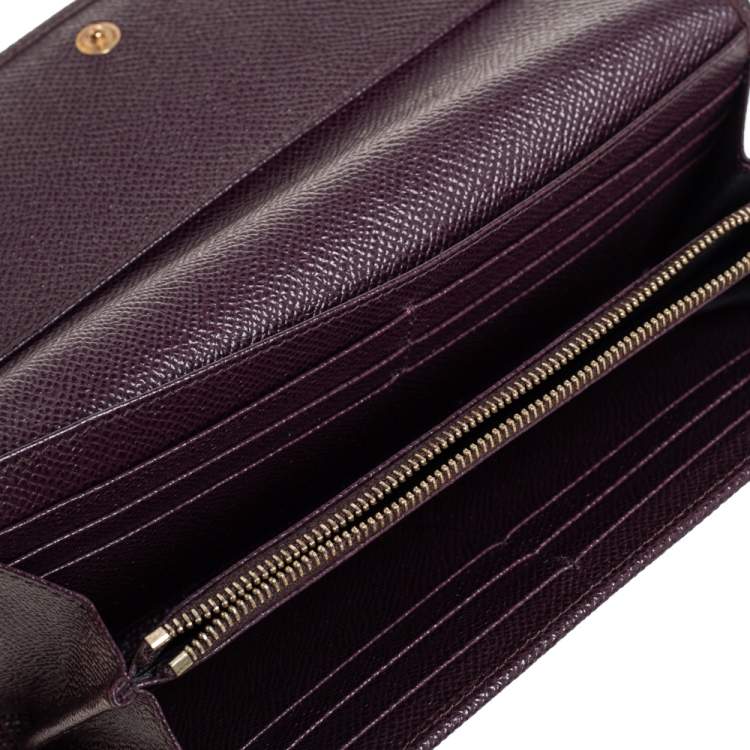 Pre Owned Dolce & Gabbana Burgundy Leather Dauphine Continental Wallet