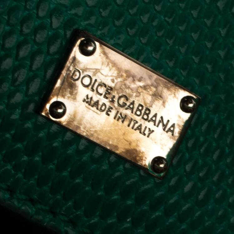 Pre Owned Dolce & Gabbana Green Lizard Embossed Leather Medium Miss Monica Top Handle Bag