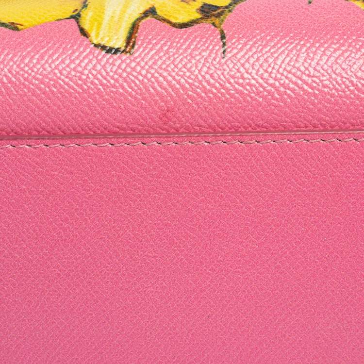 Pre Owned Dolce & Gabbana Pink Pineapple Printed Leather Miss Sicily Top Handle Bag