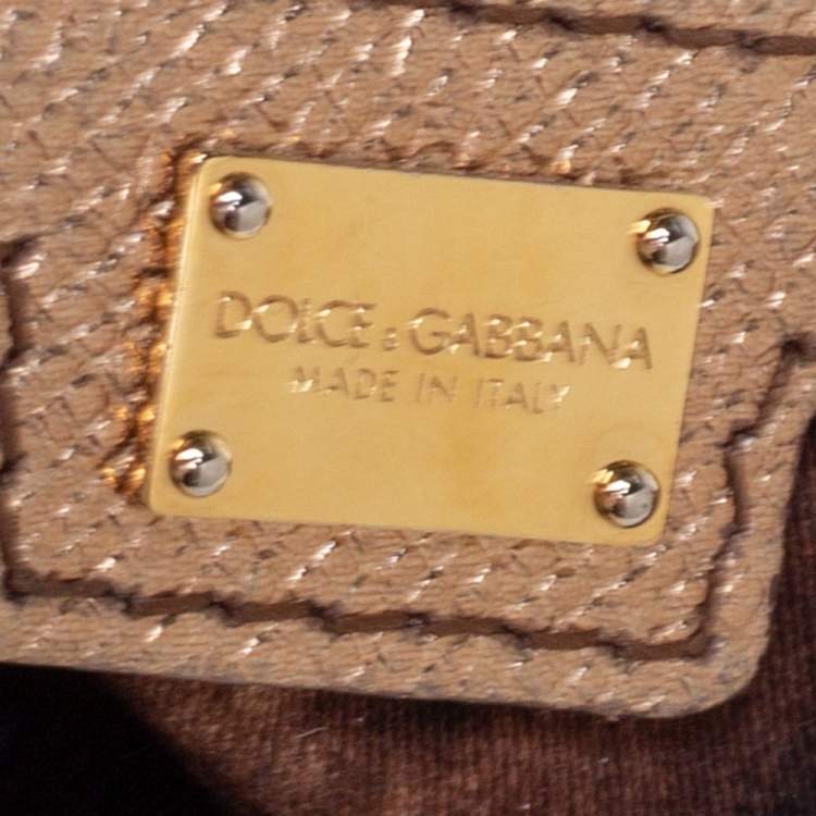 Pre Owned Dolce & Gabbana Gold Leather Medium Miss Sicily Top Handle Bag